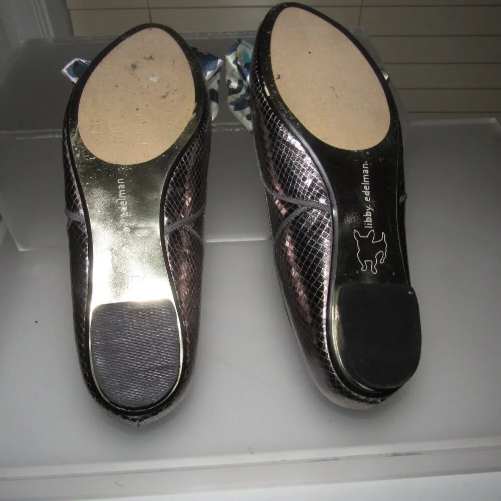 LIBBY EDELMAN Kendra Whimsical Glamour Peep Toe Bow Flats Shoes Size 8.5M